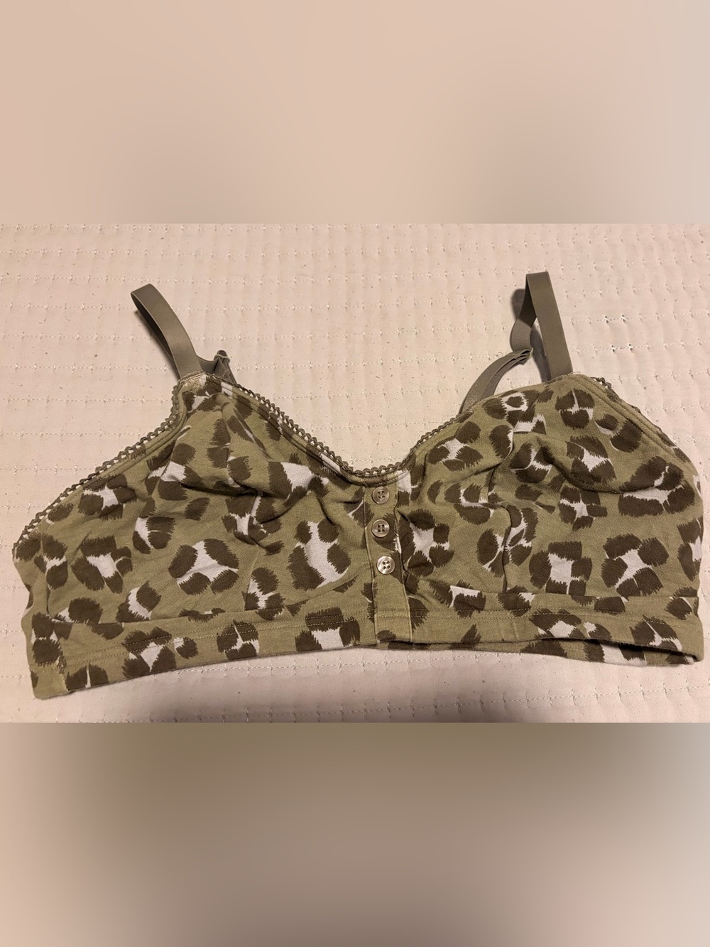 Aerie Olive Green Animal Print Wireless Bralette